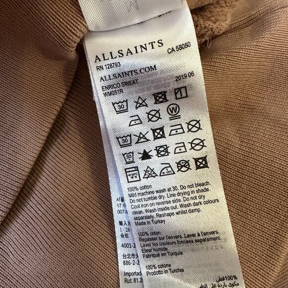 ALL SAINTS Enrico Sweatshirt Nude Pink Cropped Pullover Athleisure - Picture 9 of 10